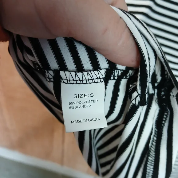 Black and White Striped Lace Top - Picture 3 of 3